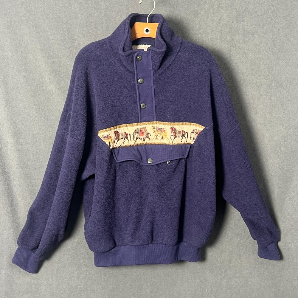 VTG Millet Fleece Pullover Sweater Mens XLT Elephant Horse Tapestry Portugal